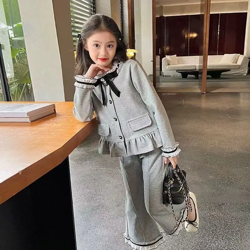 

Teen Girls Clothing Sets Toddler Baby Girls Cotton Full Length Clothes Outfit Kids Suit Clothes Knit Coat+Pants Comfortable 3-9Y
