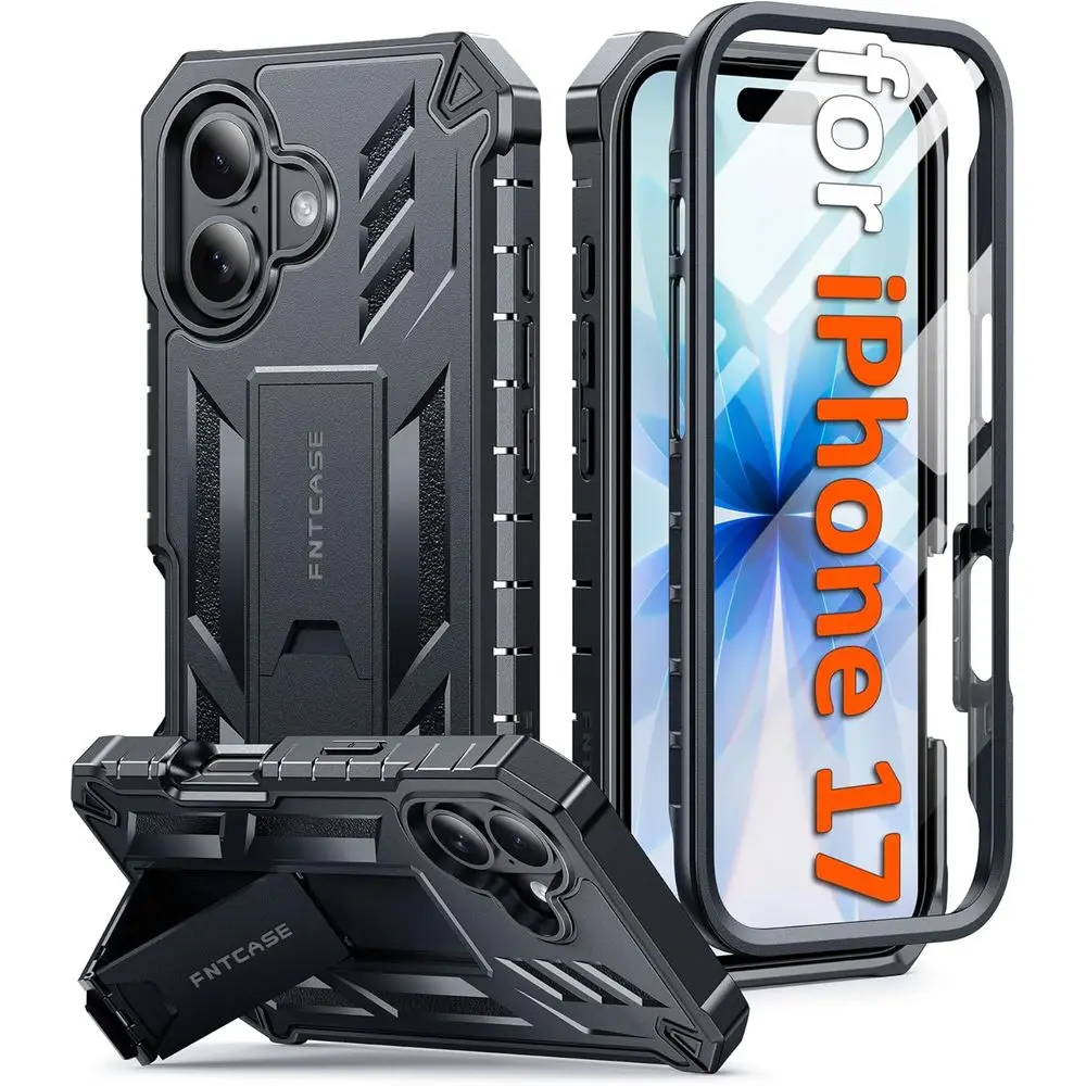 

or iPe 17 Pe Case: Military Grade Drop Proo Protection Mobile Cover with Kickstand | Matte Textured Red Shockproo TPU | Protecti