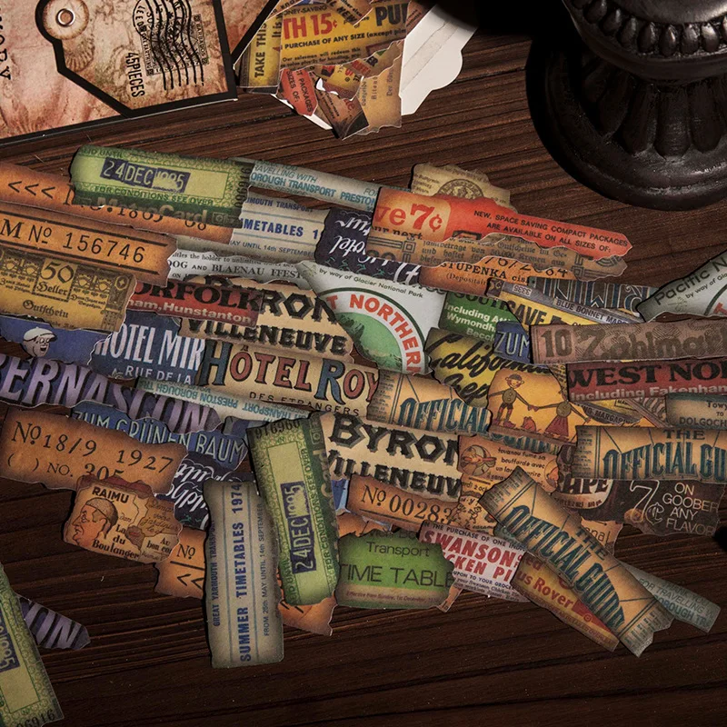 45pcs/pack Vintage Stickers Retro Unique Design for Scrapbooking Album Craft Making DIY Accessories