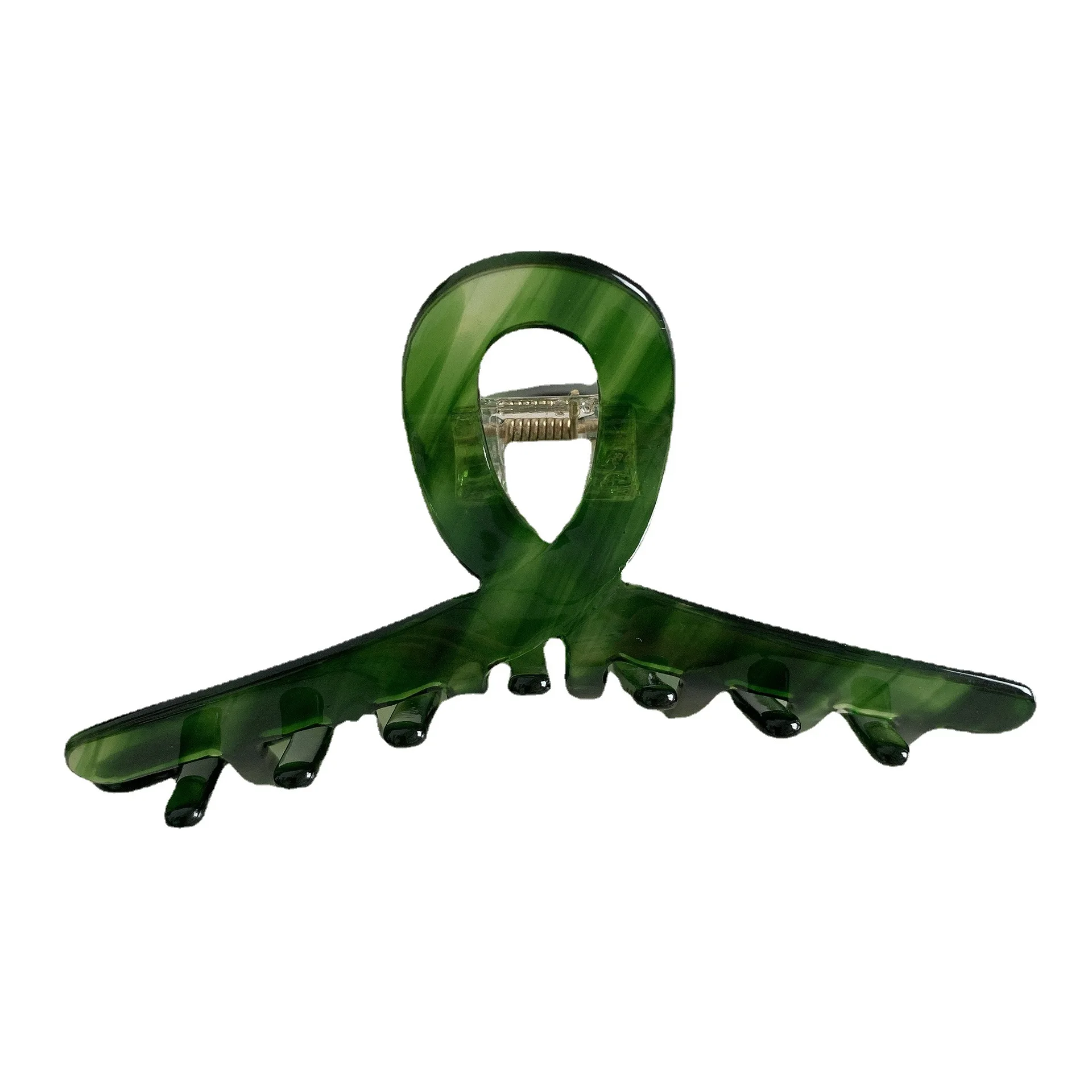 New Creative Design Green Geometric Hollowing Hair Clip Claw High Grade Acetic Acid Shark Clip For Woman Girls Wholesale