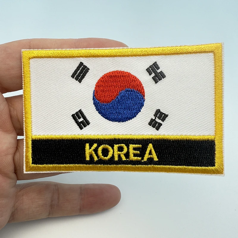 8*5cm South Korea Rectangle Shape Iron-on Saw on Flag Patch Embroidered Saw on Badges Patches for Clothing