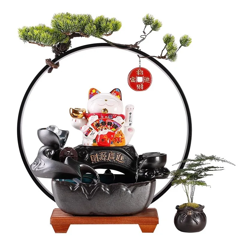 

Lucky Cat Flowing Water Ornament Office Decoration Circulating Water Desktop Front Desk Store Fortune Cat Creative Opening Gifts