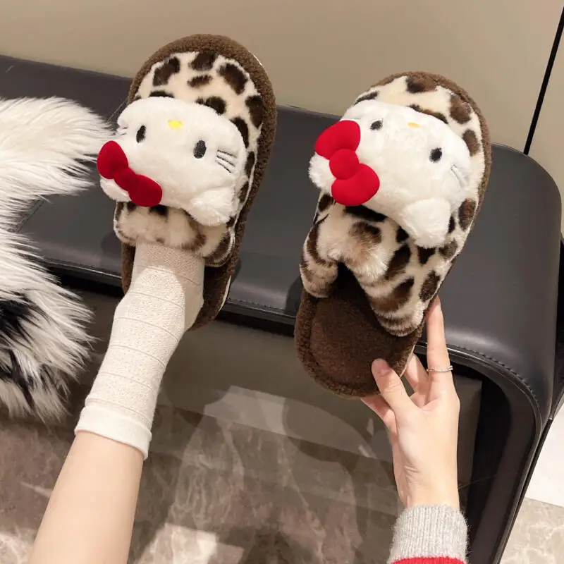 

Anime Kawaii Sanrio Hello Kitty Slippers Anime Kt Cat Cute Home Plush Slippers Fashion Casual Outdoor Ladies Slippers Girl Gift