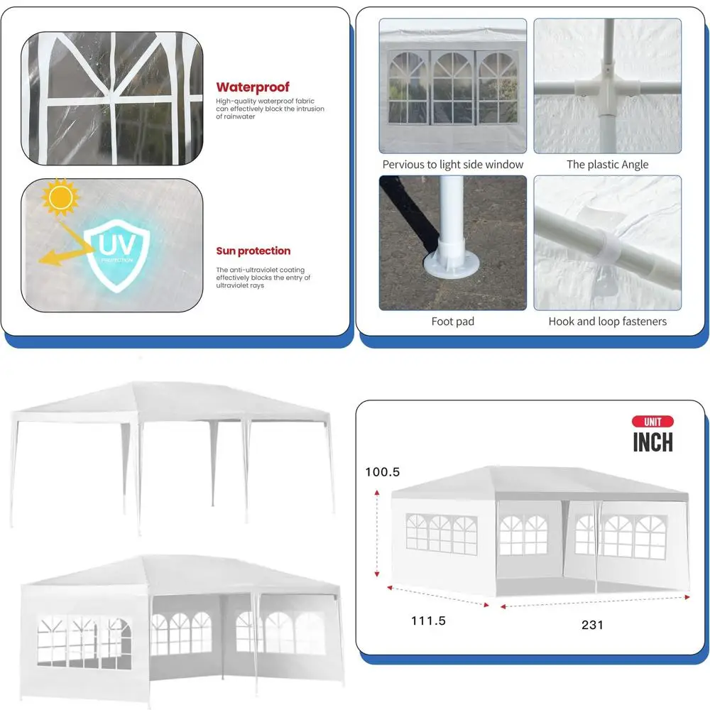 

Уличный шатер-тент 10x20 футов для свадеб, садовых вечеринок и кейтеринга