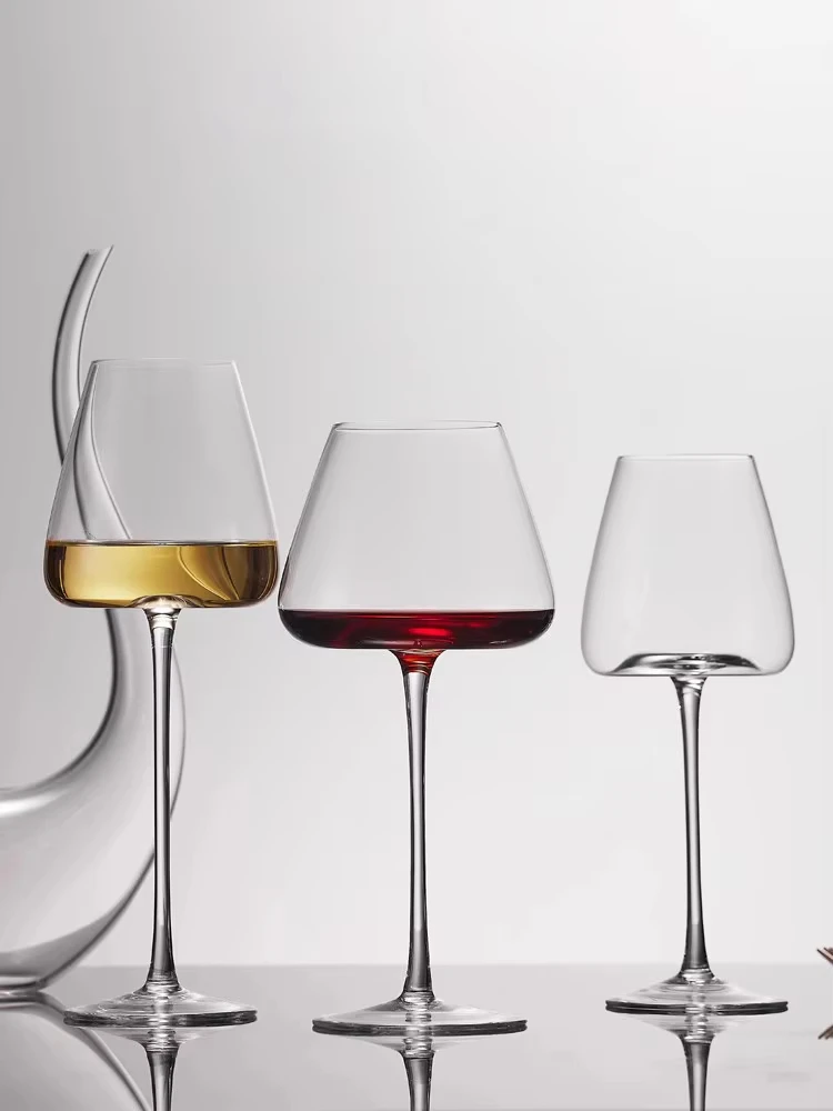 Elegant Thin Stem Crystal Wine Glass Set 2 Pack, Large Bowl Clear Burgundy Goblet for Home Bar Restaurant Wine Tasting Decor
