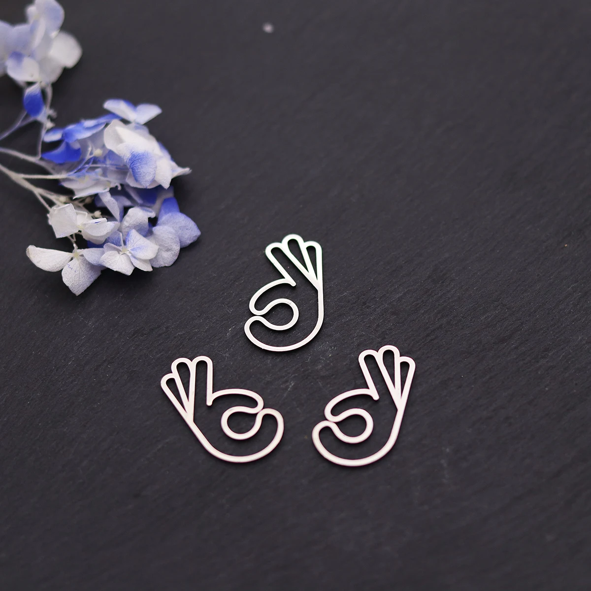 3pcs Stainless Steel Hand Gestures Charms OK Sign Language Pendant DIY Necklace Earrings Jewelry Making Accessories