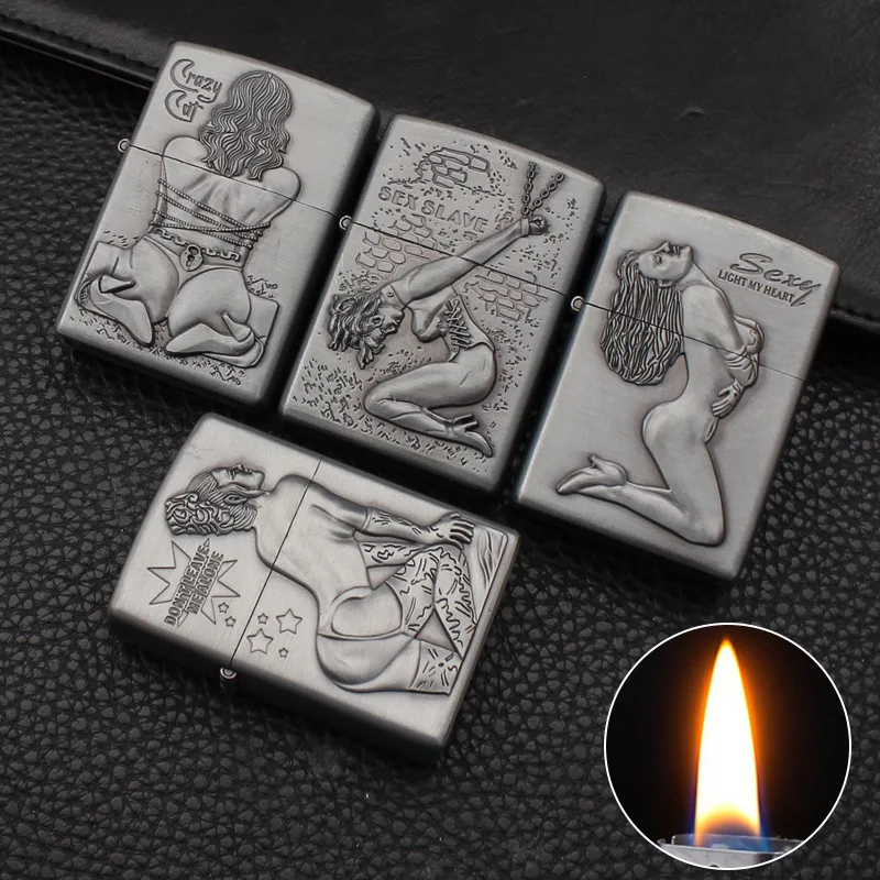

Creative Beauty Embroidery Lighter Metal Men Flame Cigarette Accessories Wholesale