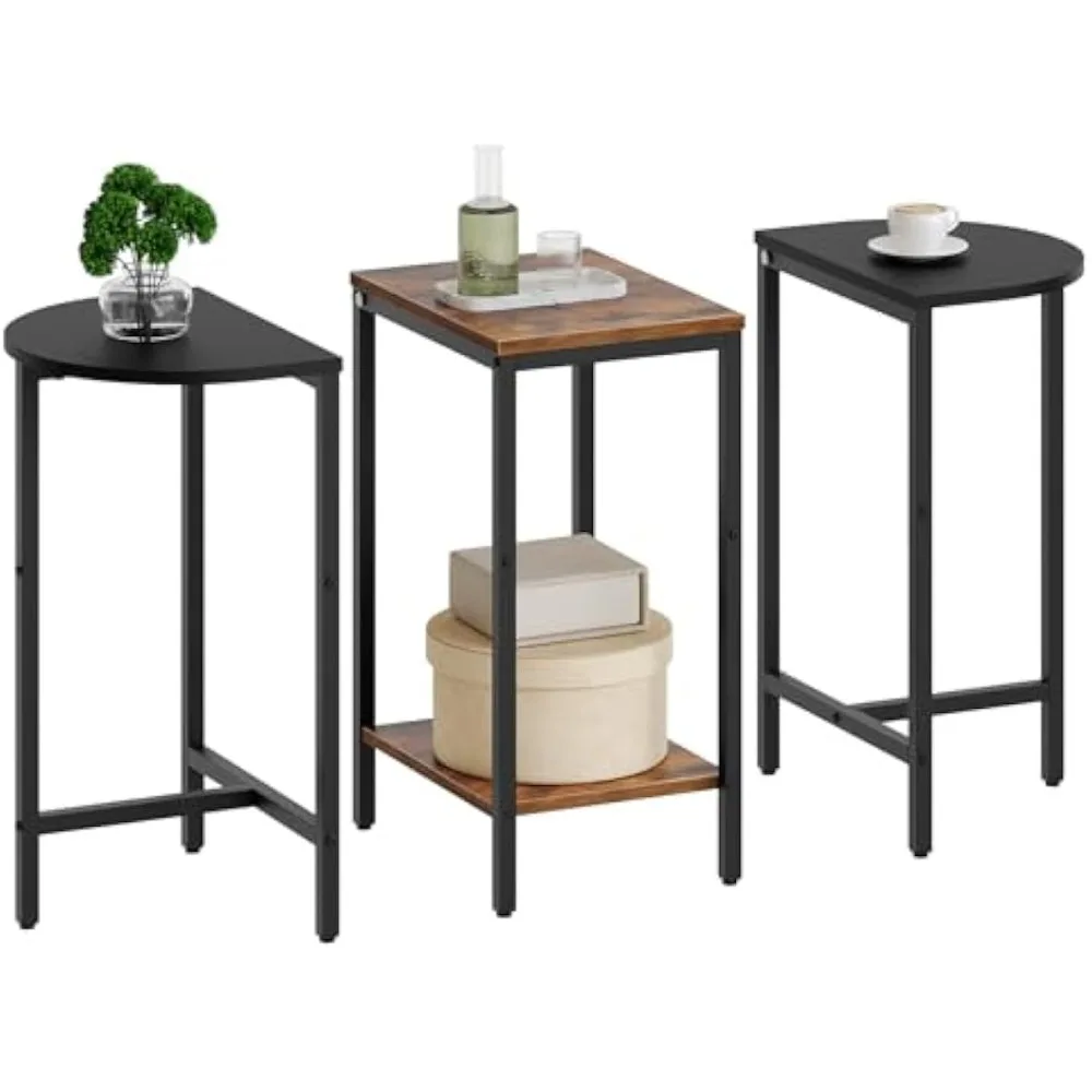 

Small End Table, Coffee Table for Living Room, 2-Tier Nesting Side Tables for Small Space,Wooden Oval Center Tables Set of 3, fo