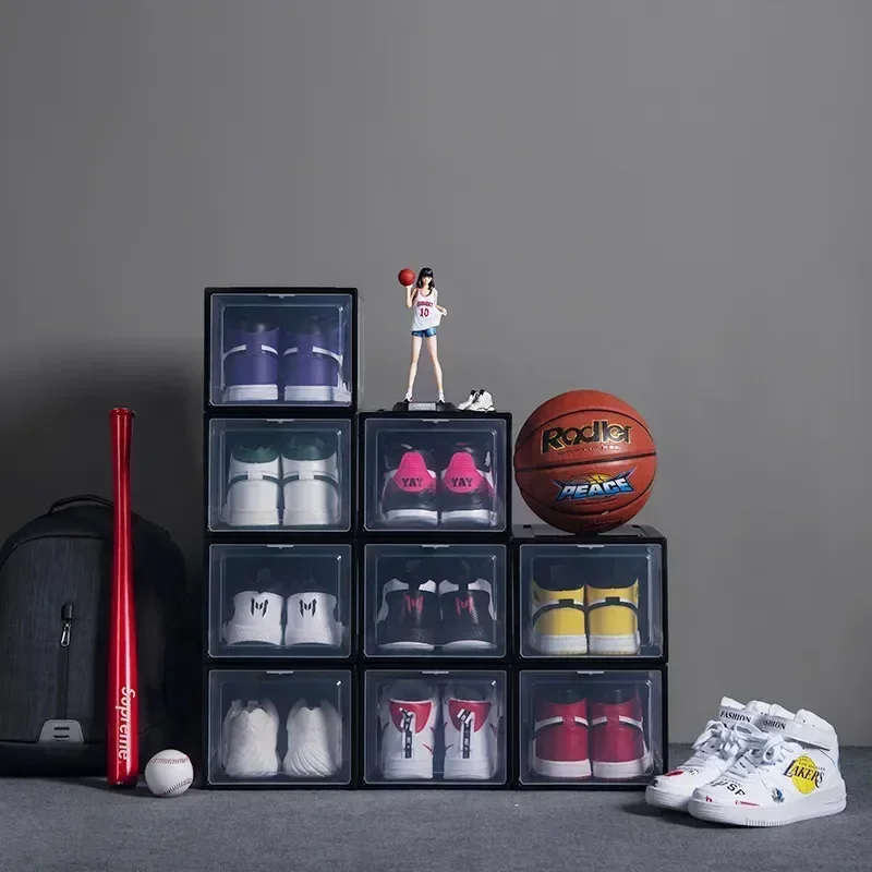 Transparent Shoe Box Dustproof Thickened Plastic Sport Shoe Storage Box Stackable Cabinet Transparent Storage Rack for Groceries