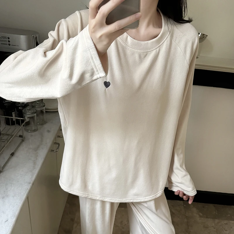 

Pajamas For Women Sets Fleece Lined Winter Pajama Set Thickened Warm Hooded Zipper Front Cozy Heavyweight Long Pants Sleep Unise