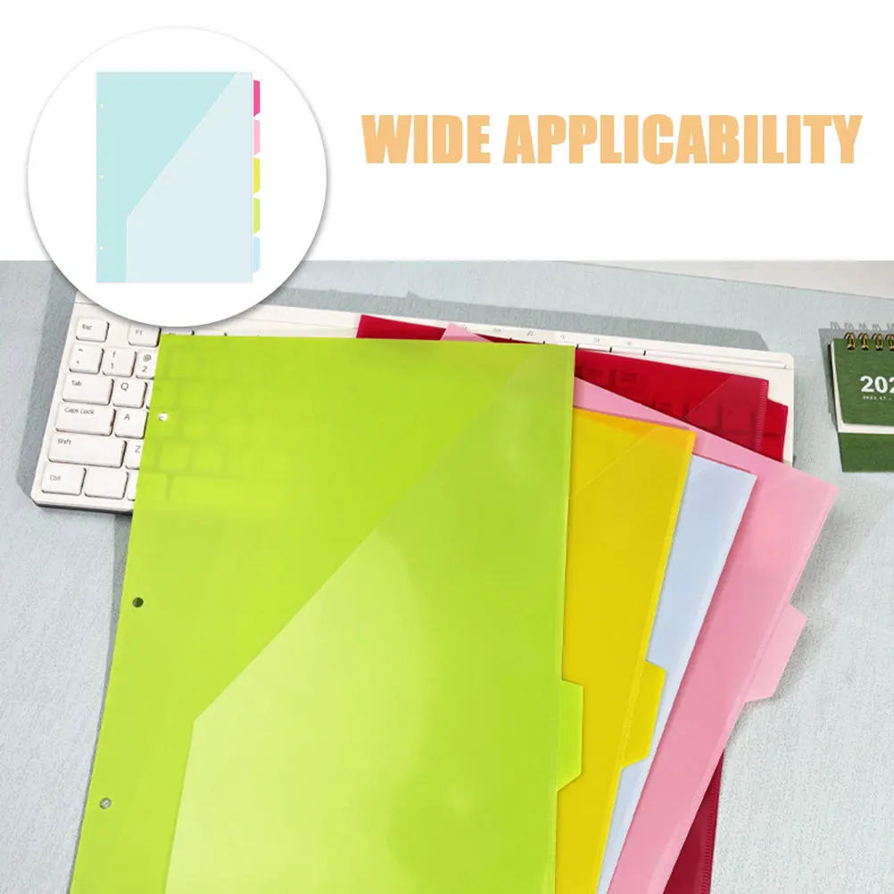 5 قطع من فواصل صفحات الباستيل مع 3 فتحات للجيب وعلامات التبويب فواصل مجلدات الملفات للاستخدام المكتبي #5