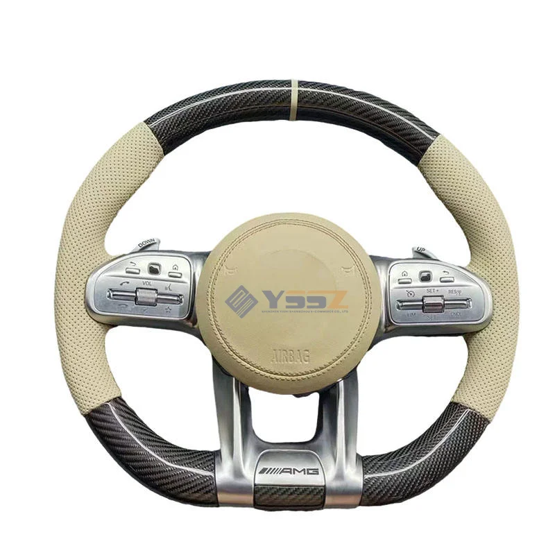 

New Arrival High End 3K Carbon Fiber Leather Material Car Steering Wheel for Benz W205 C43 AMG C63 S