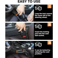 Car Steering Wheel Lock with Seat Belt Socket Steel Rope Car Anti-Theft Locking System 3