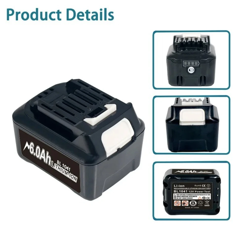 12 فولت 4Ah/6Ah بطارية ليثيوم قابلة للشحن لاستبدال ماكيتا الحفر الكهربائية L1016 BL1021B BL1041B بطاريات الأدوات الكهربائية.