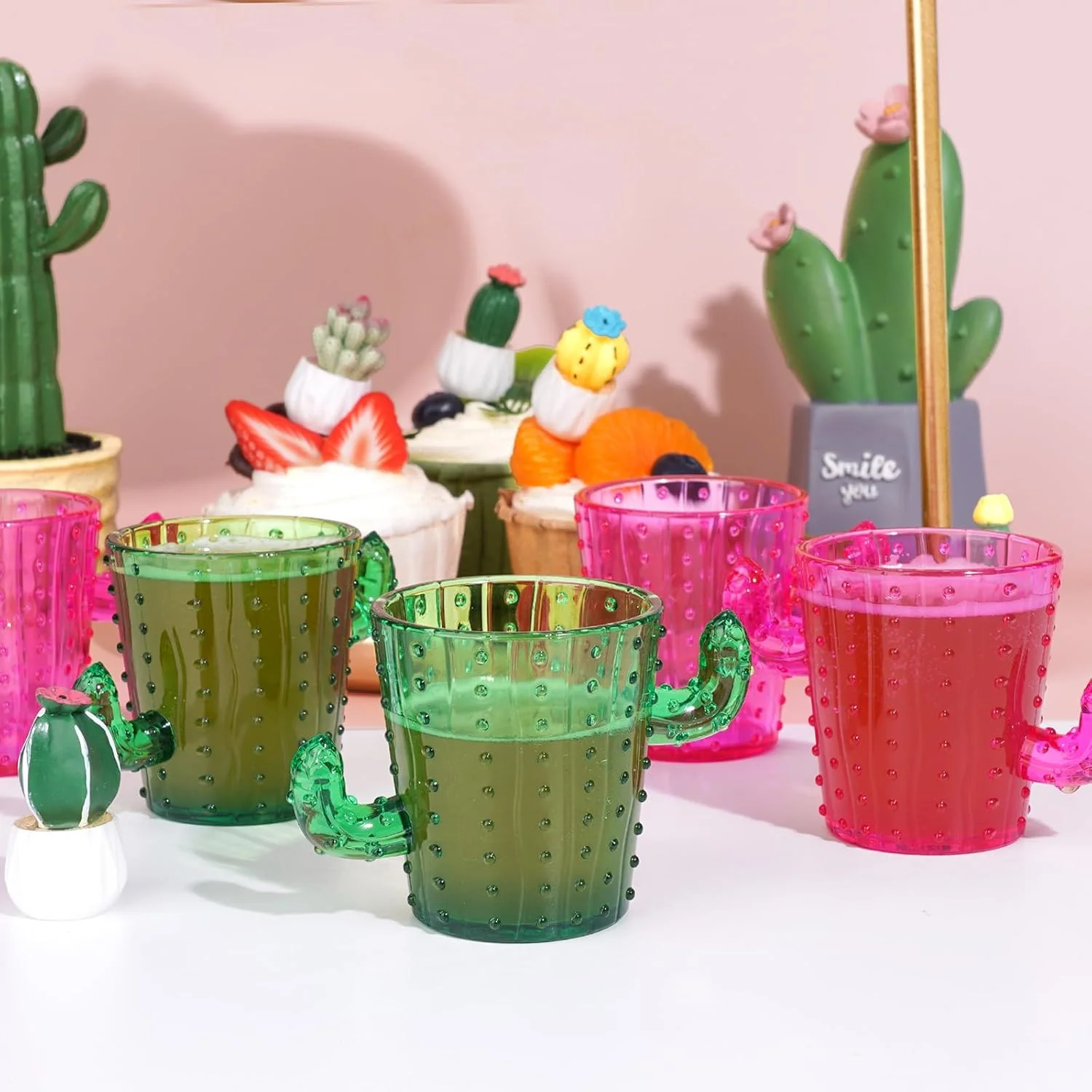 Kaktus-Schnapsgläser aus Kunststoff – Grüne Tequila-Becher für Cinco De Mayo, Junggesellinnenabschiede und Western-Fiern-Themenpartys – Detail 6