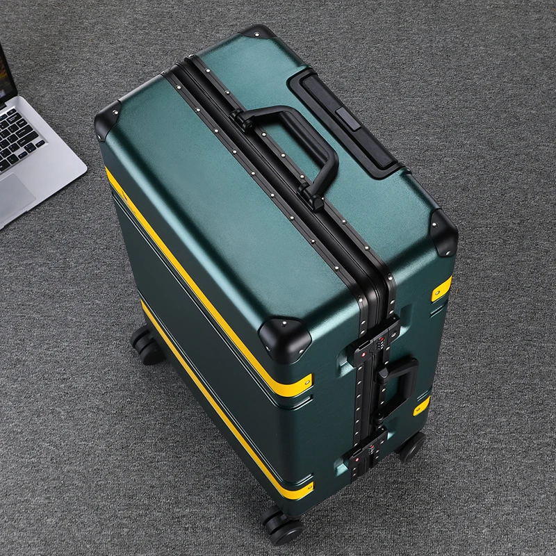 Fashion luggage aluminum frame universal wheel luggage student trolley suitcase men women password travel boarding case