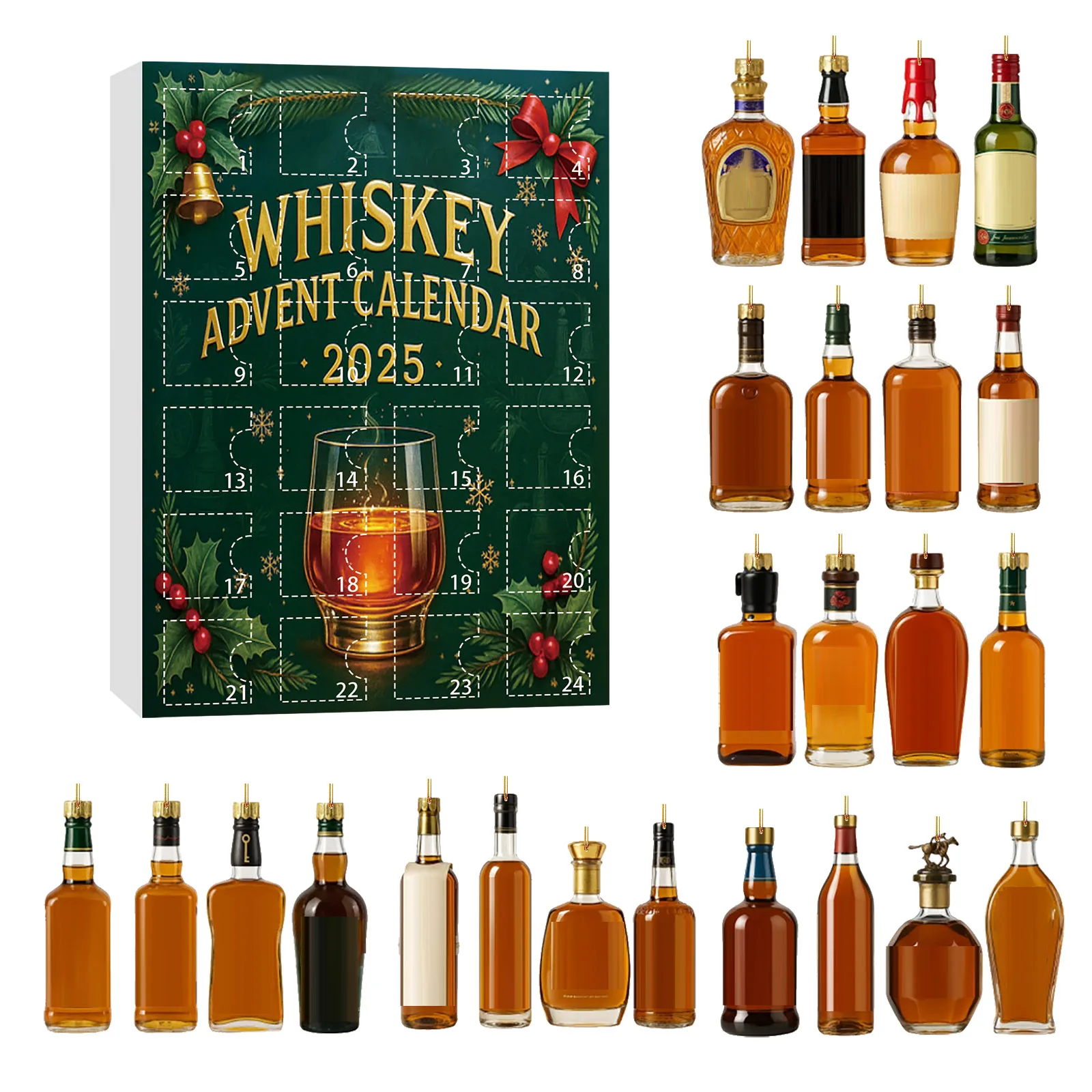 Partydekoration, 24 Tage, 2D-Bier-Adventskalender, Weihnachten, Whiskey, Adventskalender, Weihnachts-Adventskalender, Weihnachten