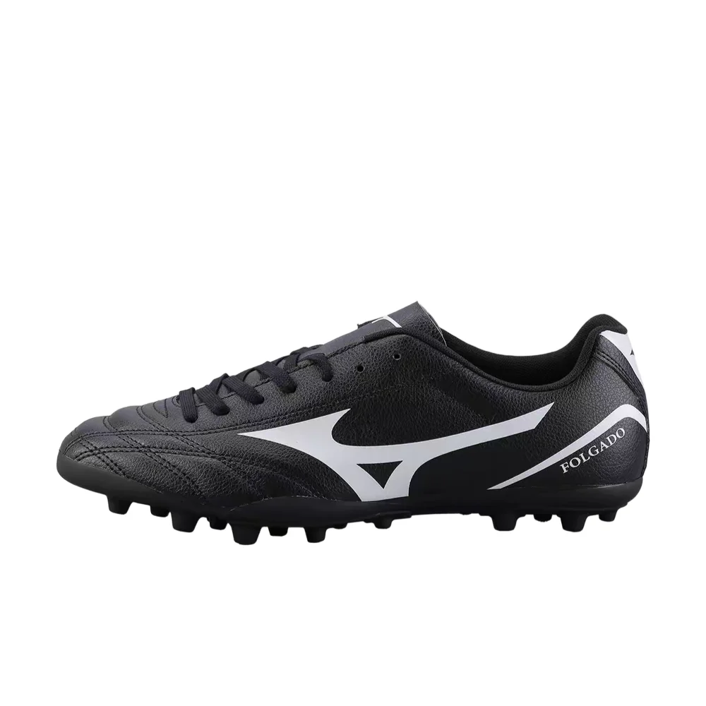 Mizuno Folgado AG Wide Men's Lace-Up Turf Cleats  Black/White, Round-Toe, Non-Slip & Supportive P1GA189301
