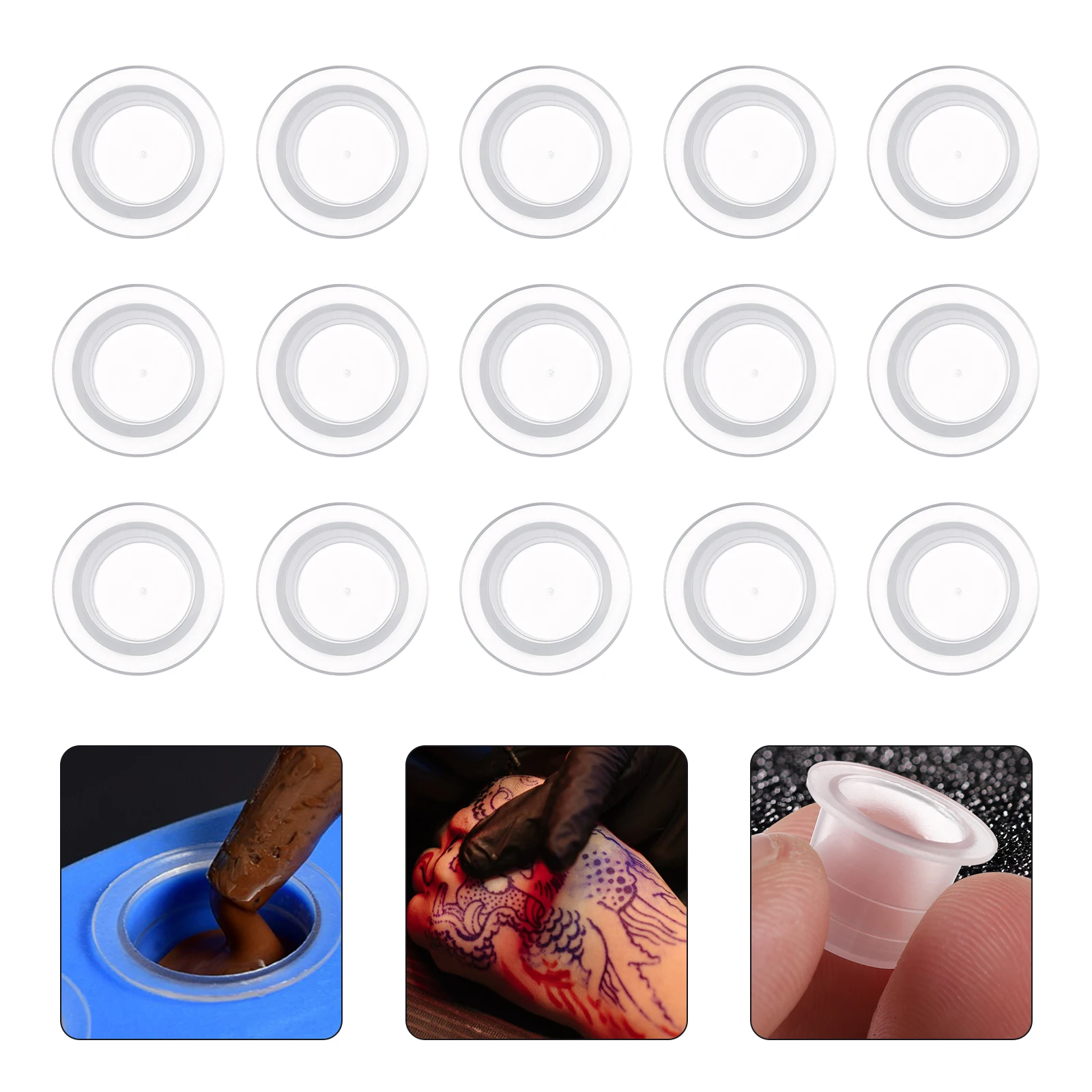 

100pcs Tattoo Cups Premium Plastic Waterproof Lightweight Small Size For Holding Ink Pigment Portable Storage Makeup Container