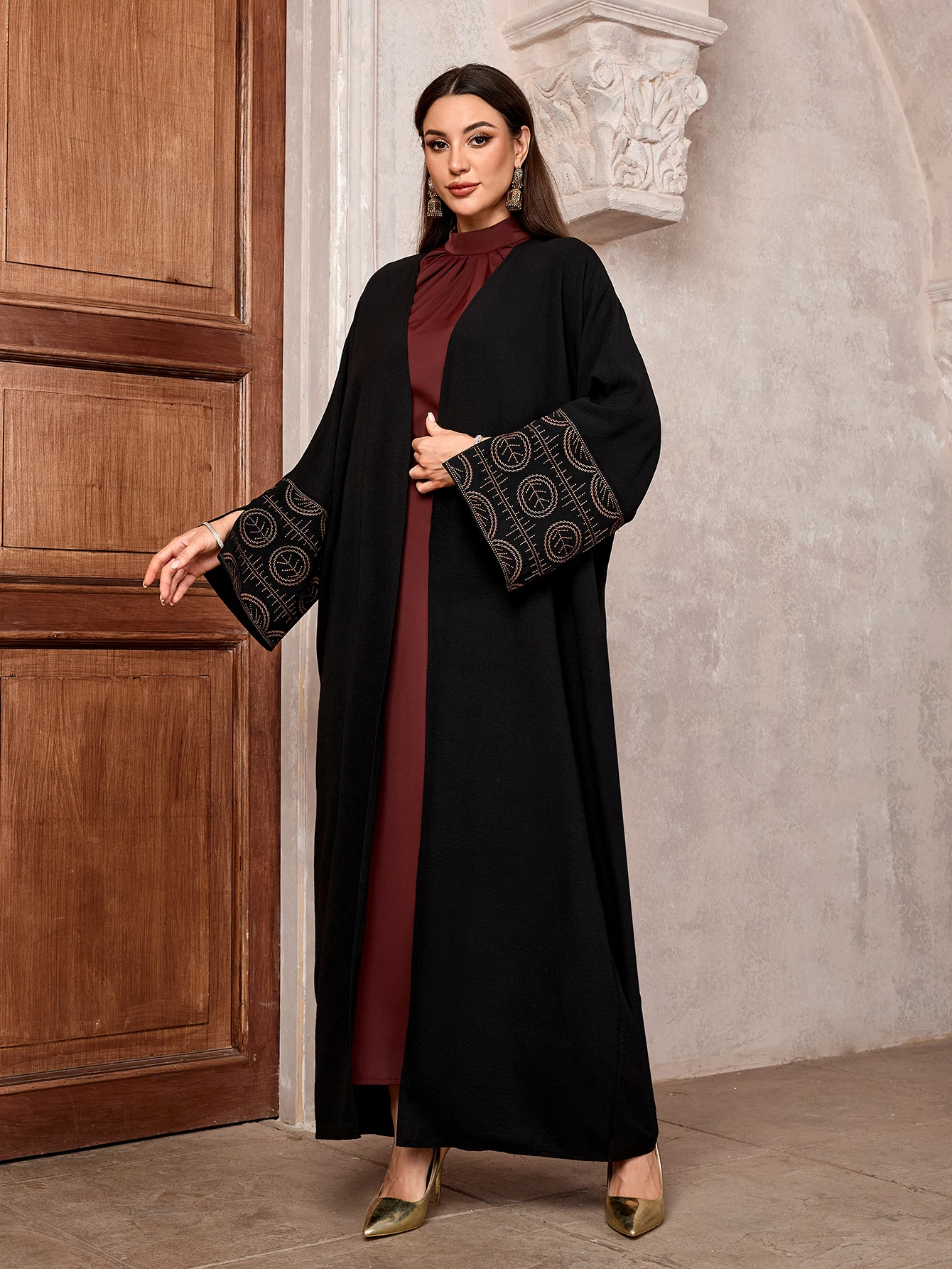 2024 New Arrival haft muzułmański Kefiyyeh Abaya Ramadan dubaj Abaya Kaftan kobiety muzułmańska sukienka skromna islamska odzież szaty