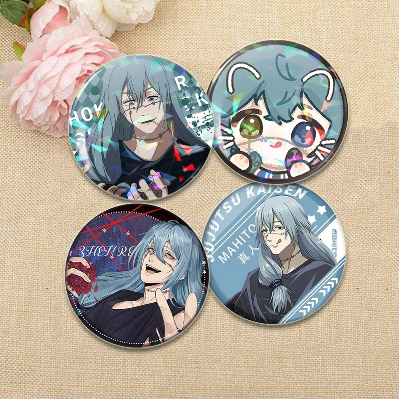 Mahito Tinplate Pin Round Cartoon Snap-in Brooches for Backpack Cothes Accessories Anime Collection Badge Hat Decoration