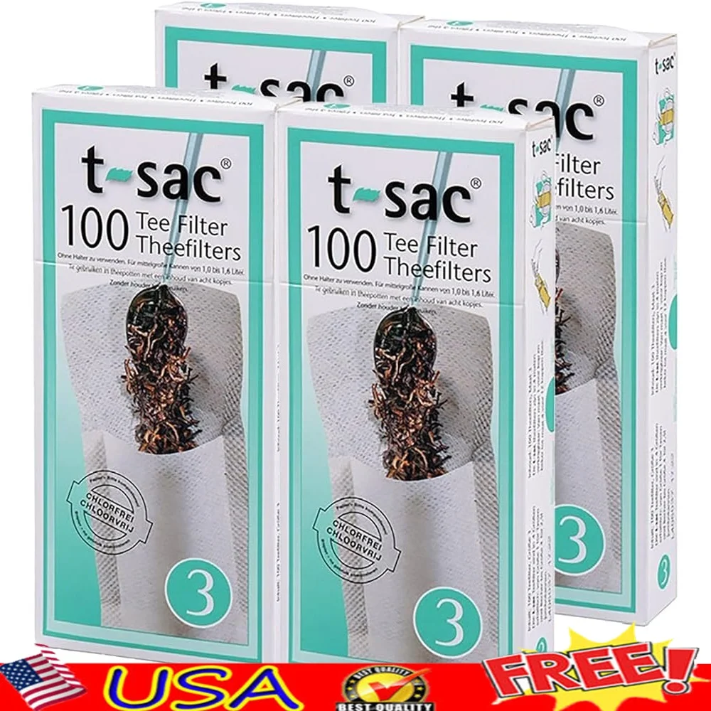 

Disposable Tea Filter Bags Infuser Set of 400 3-8 Cup Capacity Natural Paper Easy Cleanup Biodegradable Steeping Loose Tea