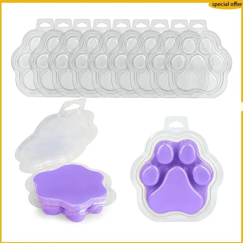 

A50I 100-упаковка восковых отверстий, прозрачный пустой пластиковый контейнер для расплава воска «кошачья лапа» для свечей Corelesstart