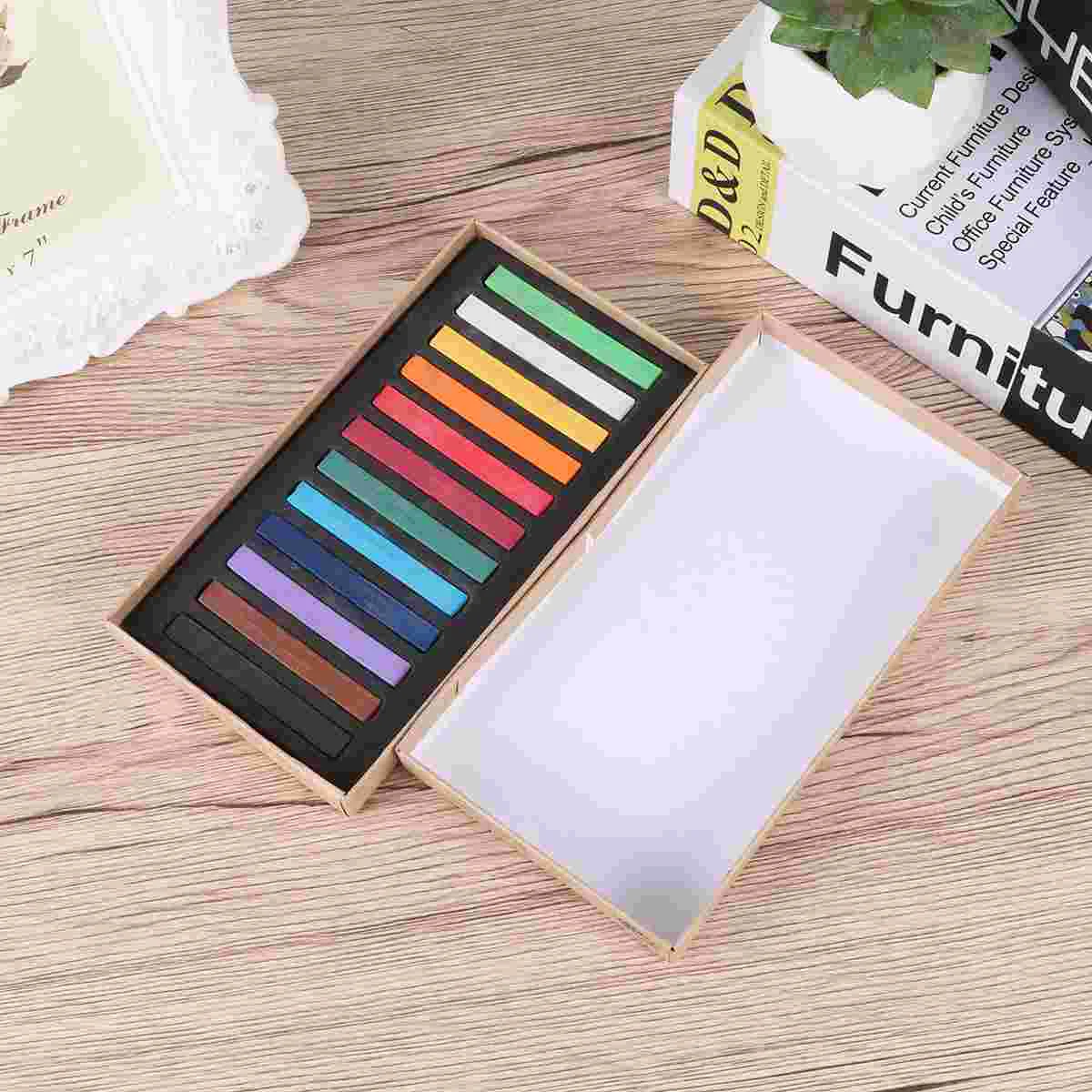 1 Box of 12Pcs Pastel Chalks Oil Pastel Pastel Sticks Chunky Crayons for Sketching Graffiti Crafting Use (12 Colors)