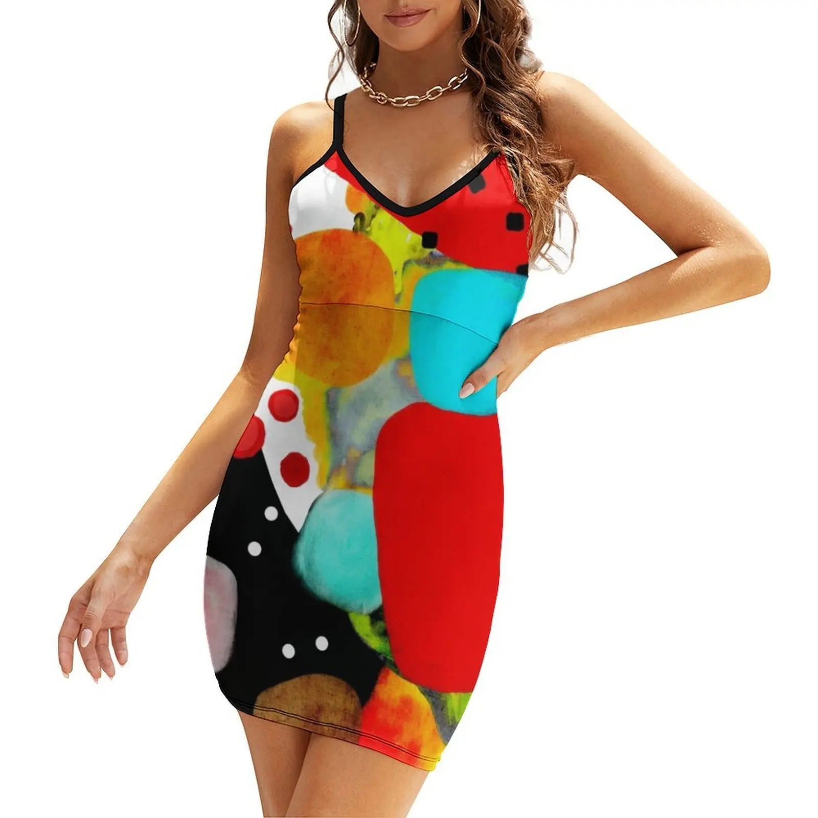 

Black Abstract Handmade Art Sling Dress Dress for pregnant women summer dresses ladies 2025 cute dress