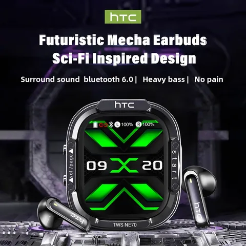 Наушники HTC NE70 Bluetooth 5.0 с сенсорным управлением и AI-переводчиком — внешний вид товара