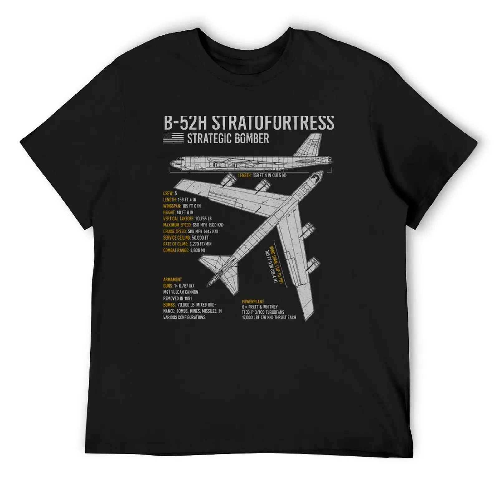 

B-52 Stratofortress Bomber Aircraft Plane Airplane Blueprint T-Shirt for a boy Anime t-shirt graphic shirts t shirt for men