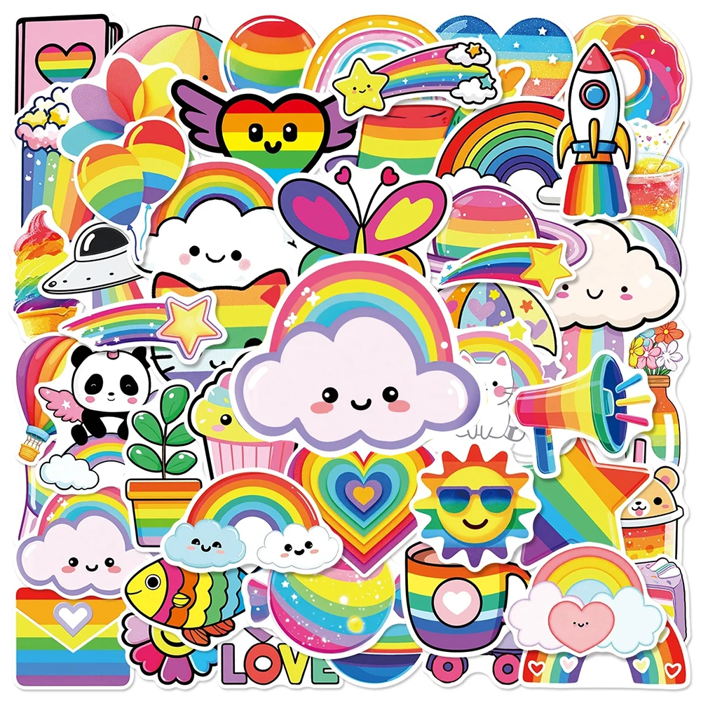 10/30/50psc Cute Cartoon Rainbow Graffiti Stickers Decals DIY Laptop Scrapbooking Phone Case Diary Stationery Decoration Sticker