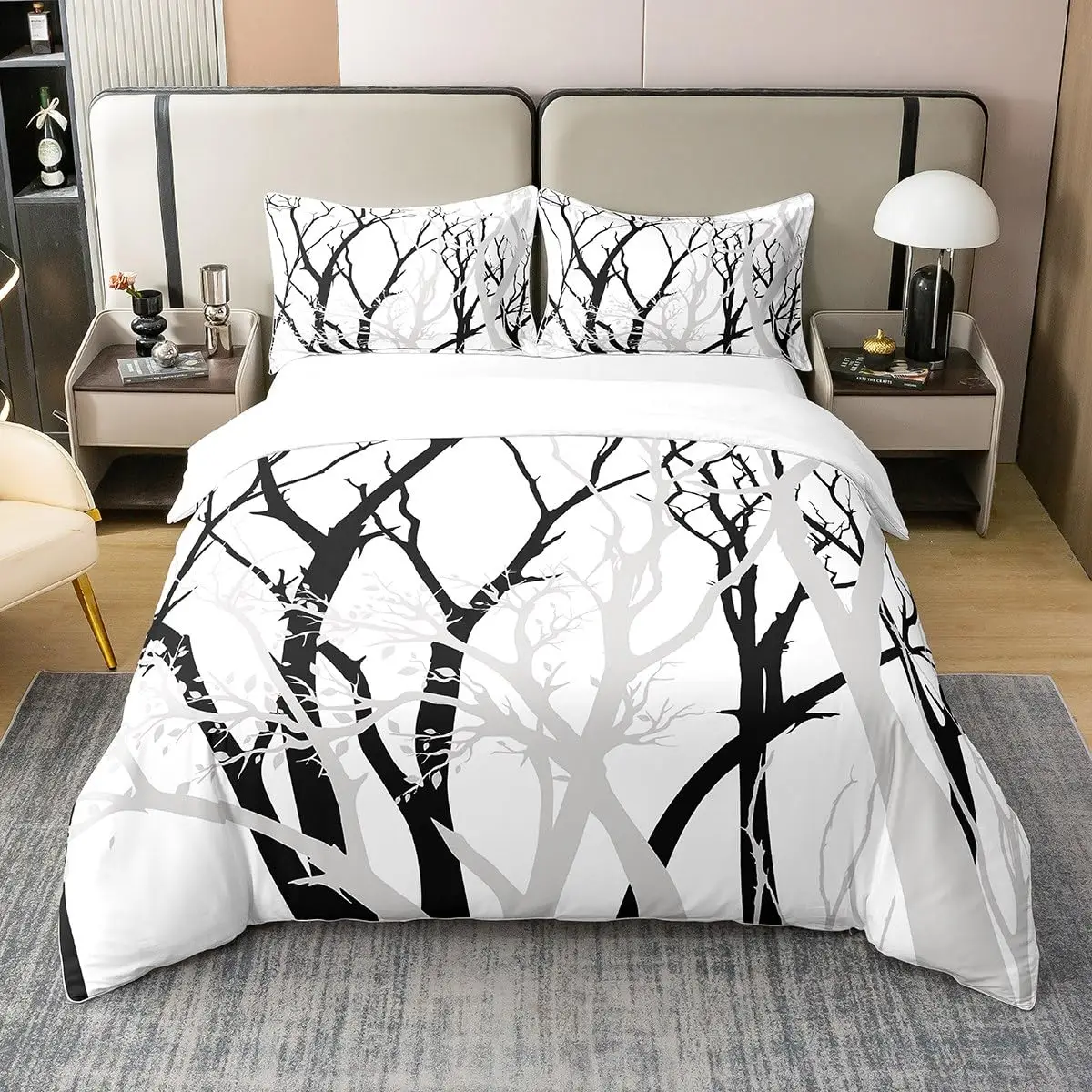 Botanical Tree Duvet Cover Set Full Queen Smoky Mountain Bedding Set Natural Scenery Comforter Cover Rustic Country Quilt Cover
