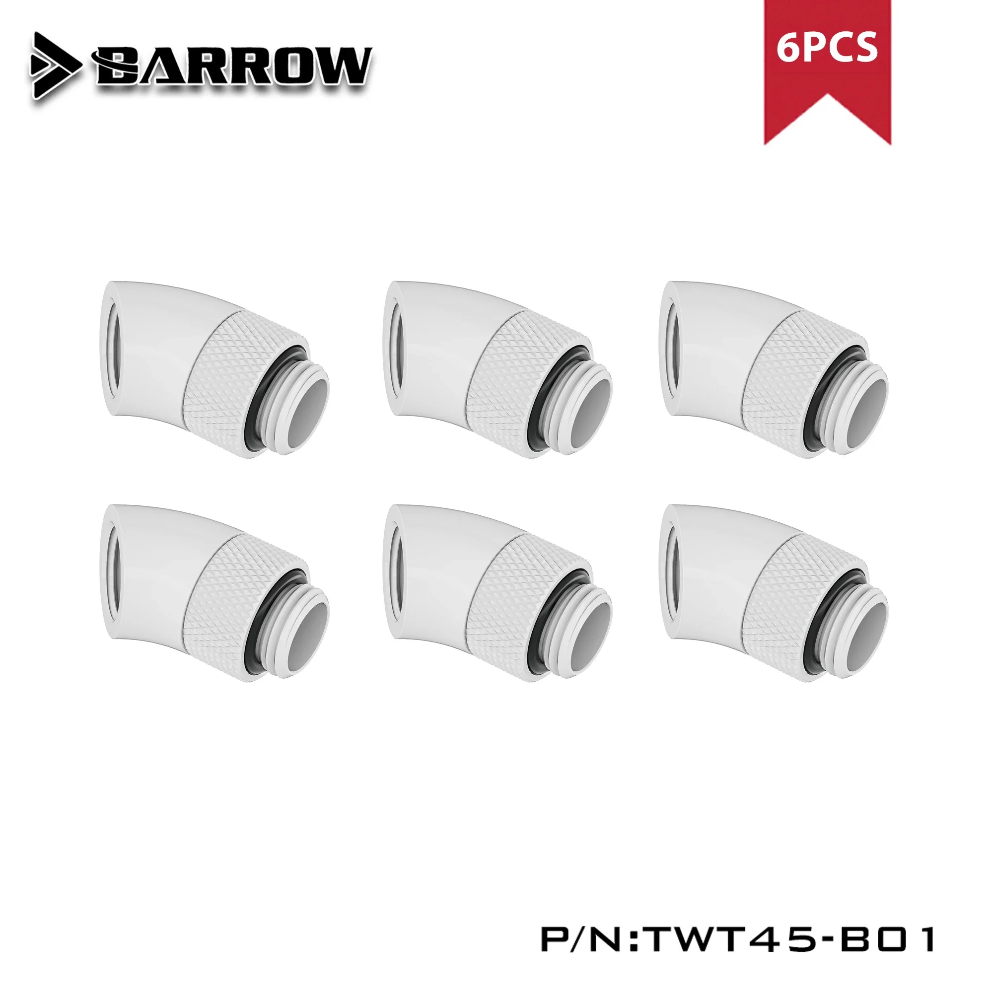 

Barrow 6pcs 45 Degree Rotary Fitting , For Adapter Water Cooler Equipment Adjust Connect Direction Gold Black White Silver