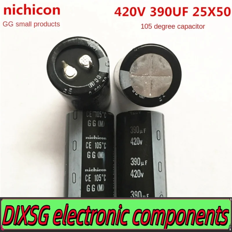 DIXSG 1PCS 420V390UF Aluminum Electrolytic Capacitor Through Hole Nichicon 390UF 420V 25*50 105 Degree