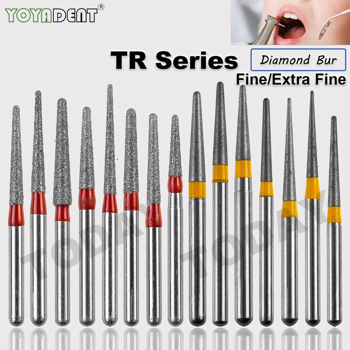 

TR Type Fine Extra Fine Dental Diamond Burs Dentistry Strawberries FG High Speed Bur 1.6mm Dentist Tools 10pcs/Pack