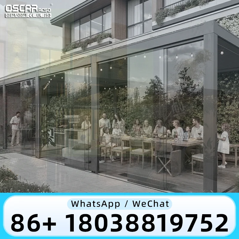 Aluminum Motorized Louvered Canopy Rainproof Snowproof LED Patio Gazebo Balcony Powder Coated Bioclimatic Outdoor Structure for