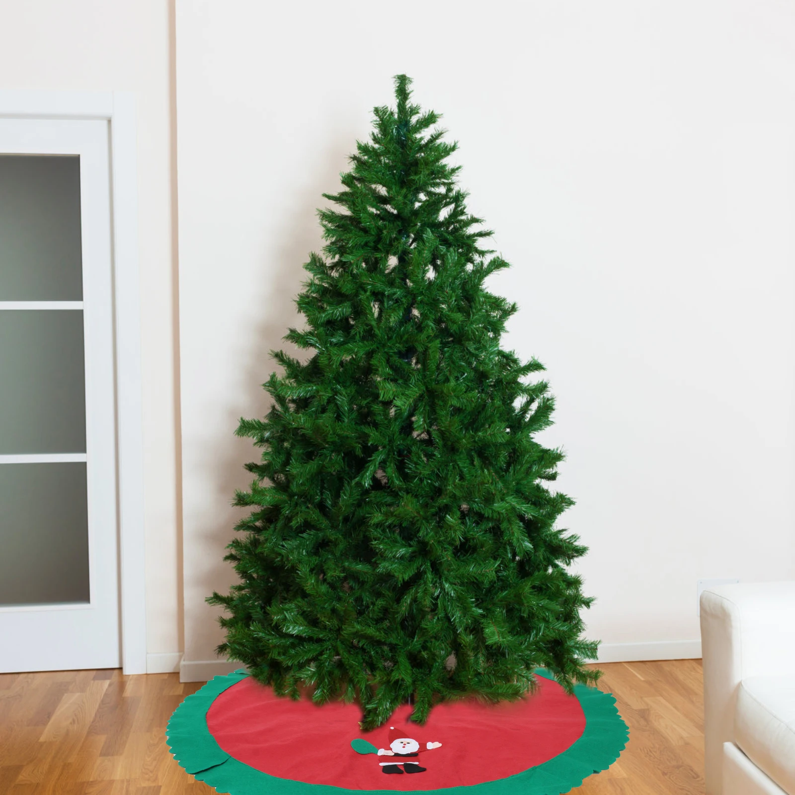 

90cm Christmas Tree Apron Decorative Mat Golden Edge Snowman Style Festive Holiday Decoration for Home Christmas Tree Decoration