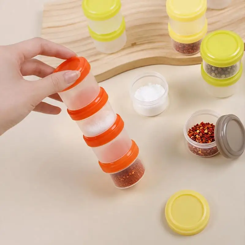 4Pcs Wide Mouth Spice Bottle Set Easy Refill Leak Proof Squeeze Sauce Jar for Kitchen Cooking Storage