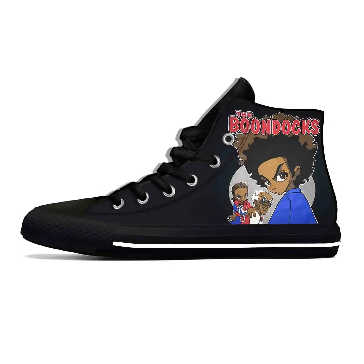

Anime Manga Cartoon Boondocks Huey Riley Freeman Hot Casual Shoes High Top Lightweight Board Shoes Breathable Men Women Sneakers
