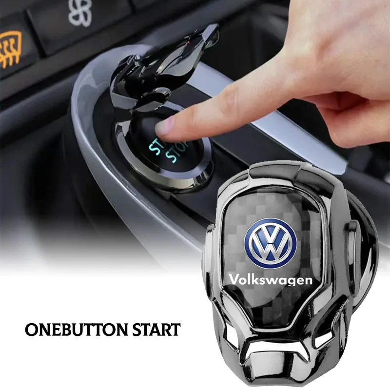 1Pcs Car ONE-CLICK Start Buttons Protective Cover Decor For Volkswagen Golf-7 4 5 6 CC T-ROC Sharan Passat B5 6 7 Polos Tiguan