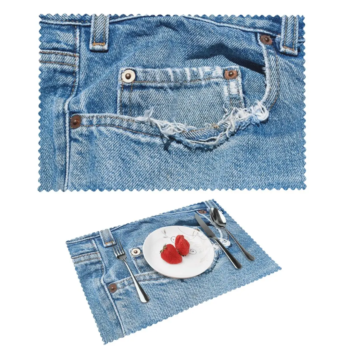Photograph Of Old Jeans ONLY - Not Real Placemat Washable Plate Mat for Dining Table Bowl Coaster Home Decor Absorbent Mats