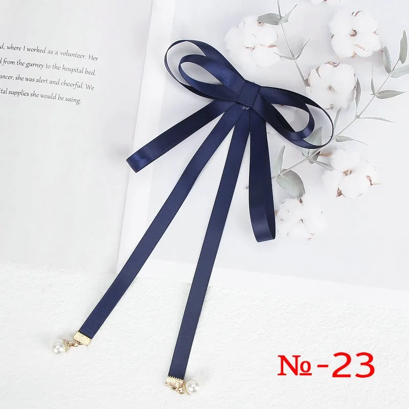 Perle Band Brosche Pin Frauen Fliege Vintage Schule Mädchen Weiß Kragen Schmuck Bowknot Shirts Krawatte Candy Farbe Rot Schmetterling – Detail 23