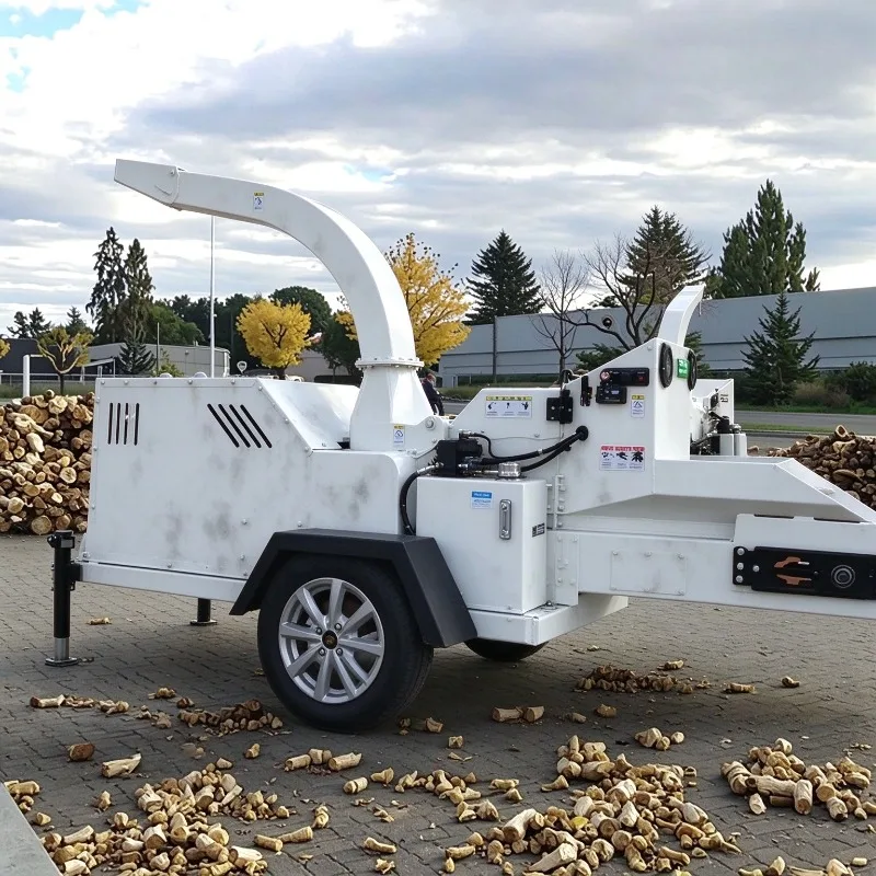 Diesel Wood Chipper Crusher Automatic Feeding Branch Crusher for Agricultural Waste Treatment Adjustable Discharge Direction
