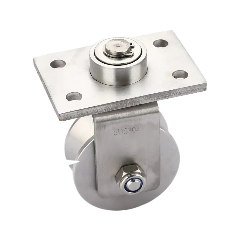 3 Inch 304 Stainless Steel H Groove Sliding Gate Roller with Plate Heavy Duty Guide Pulley Wheel for Swing Gate Lifting