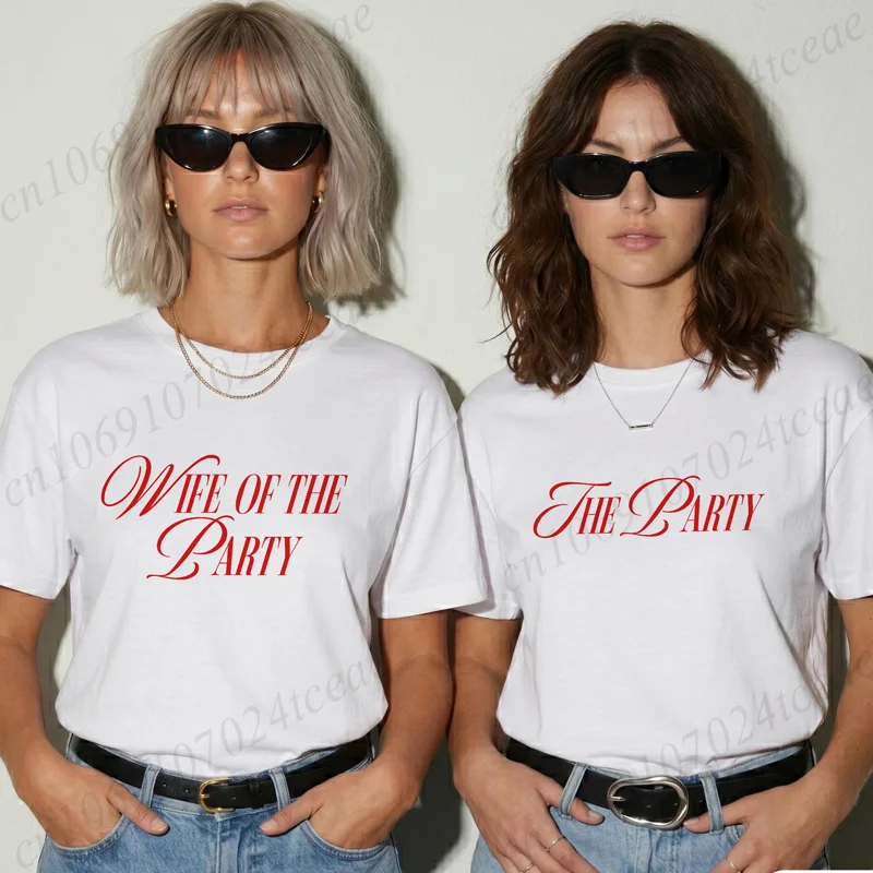 Wife of The Party Shirt for Women Bride To Be Funny Bridal Shower T-Shirts Short Sleeve Women's T-Shirts Bachelorette Party Gift