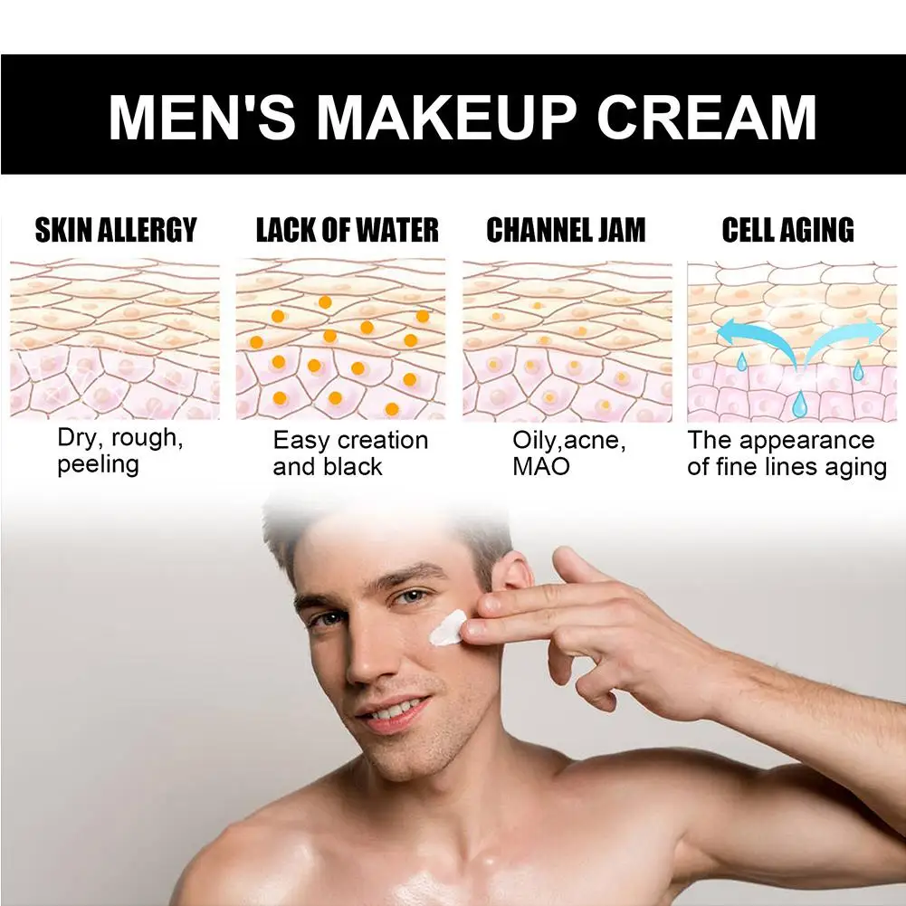 Männer BB Creme feuchtigkeit spendendes Öl Kontrolle Haut aufhellen Concealer Akne unsichtbare Poren natürliche Aufhellung erfrischende Gesichts creme 50g