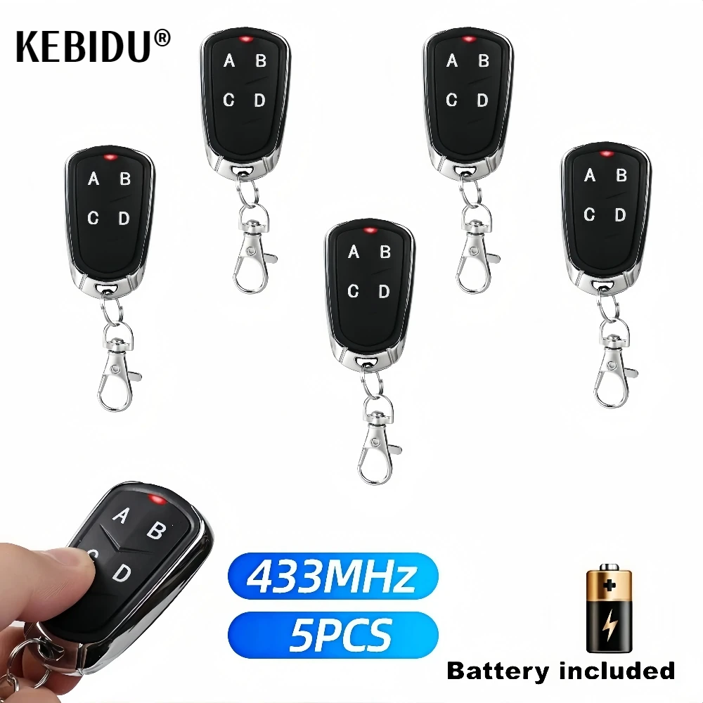 5 uds 433MHz Control remoto para puerta de garaje duplicador RF código rodante fijo Grabber clon puerta llave Fob comando transmisor de mano
