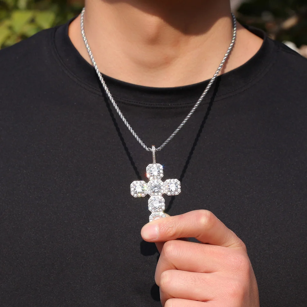 

1pc Cross Pendant Necklace Simple Zircon Clavicle Chain Fine Workmanship For Wedding Party Daily Wear Unisex Jewelry Gift