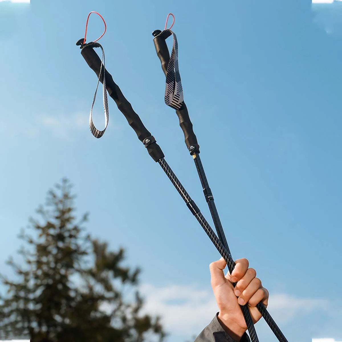 2pcs AONIJIE E4219 Trekking Pole Lightweight Folding Collapsible Quick Lock Hiking Pole Trail Running Walking Stick Carbon Fiber